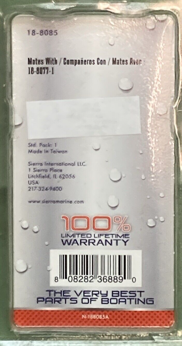 NEW GENUINE SIERRA MARINE 18-8085 CONNECTOR TANK SIDE 5/16" FEMALE BLACK