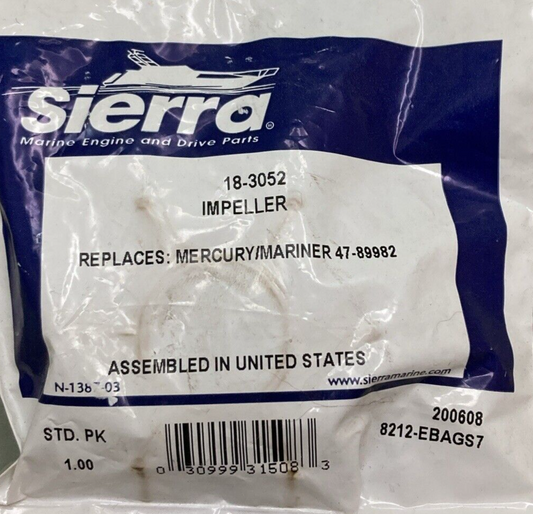 NEW GENUINE SIERRA MARINE 18-3052 IMPELLER FOR MERCURY