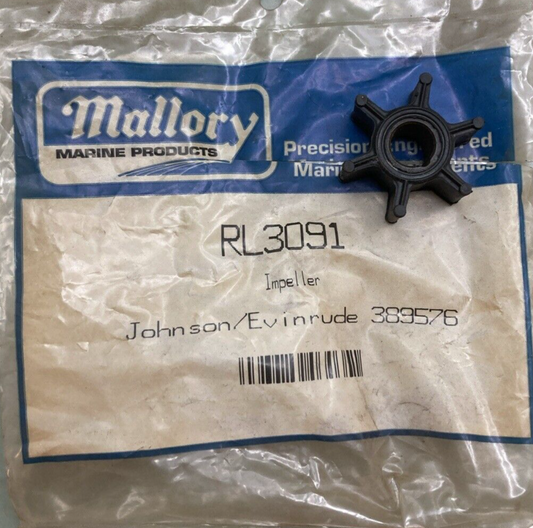 NEW GENUINE MALLORY MARINE RL3091 IMPELLER FOR JOHNSON EVINRUDE 389576