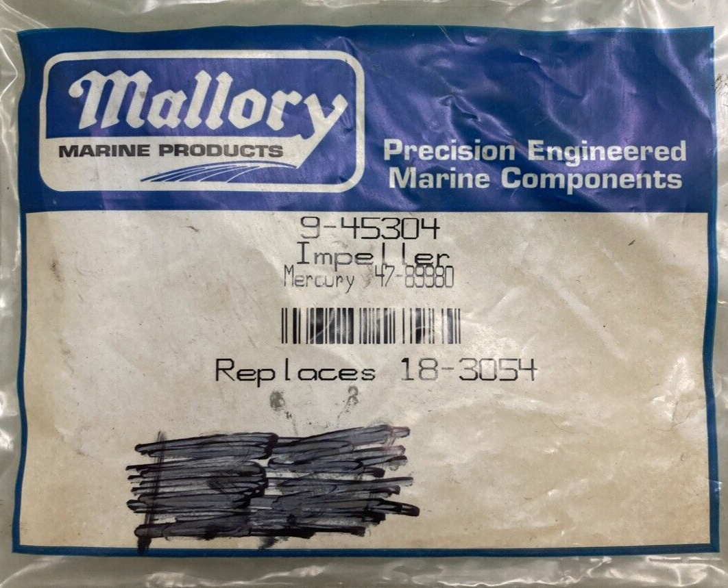 NEW GENUINE MALLORY MARINE 9-45304 IMPELLER FOR MERCURY 47-89980