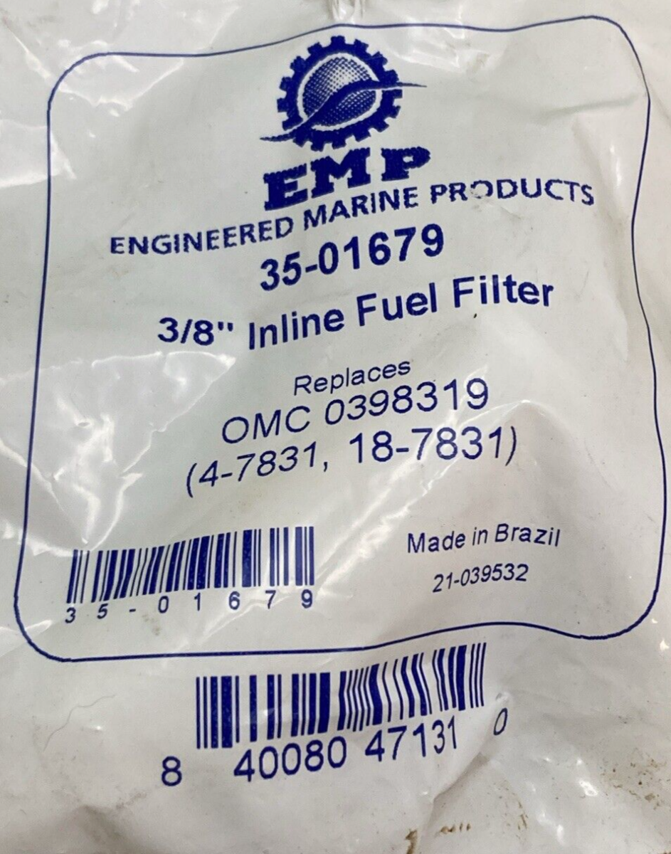 NEW GENUINE EMP MARINE 35-01679 INLINE FUEL FILTER 3/8"