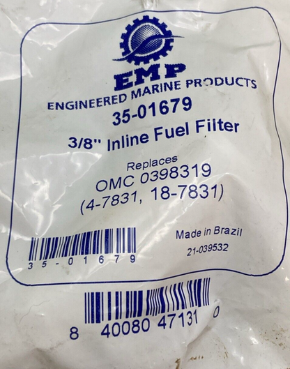 NEW GENUINE EMP MARINE 35-01679 INLINE FUEL FILTER 3/8"