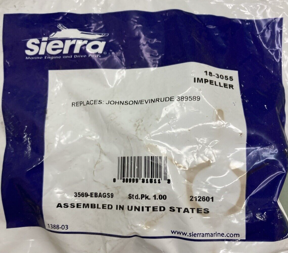 NEW GENUINE SIERRA MARINE 18-3055 IMPELLER FOR JOHNSON EVINRUDE 389589