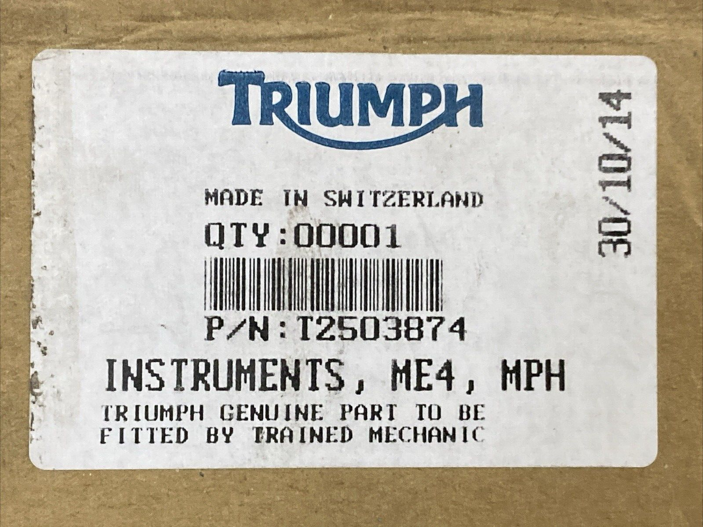 NEW GENUINE TRIUMPH T2503874 Instrument Assy, ME4, 130 MPH, 10000RPM Thruxton