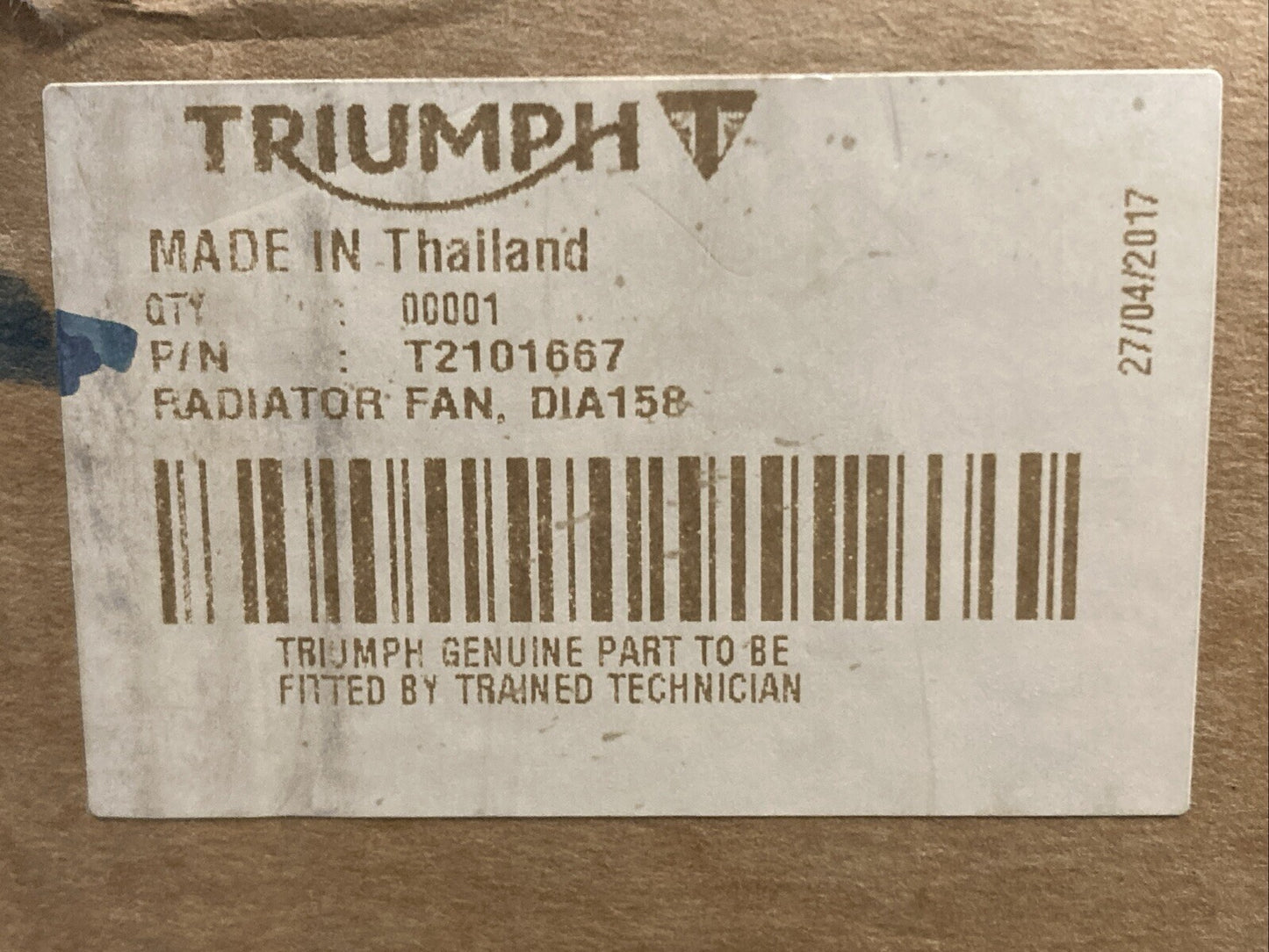 NEW GENUINE TRIUMPH T2101667 Fan, Radiator Bonneville Bobber, Bonneville