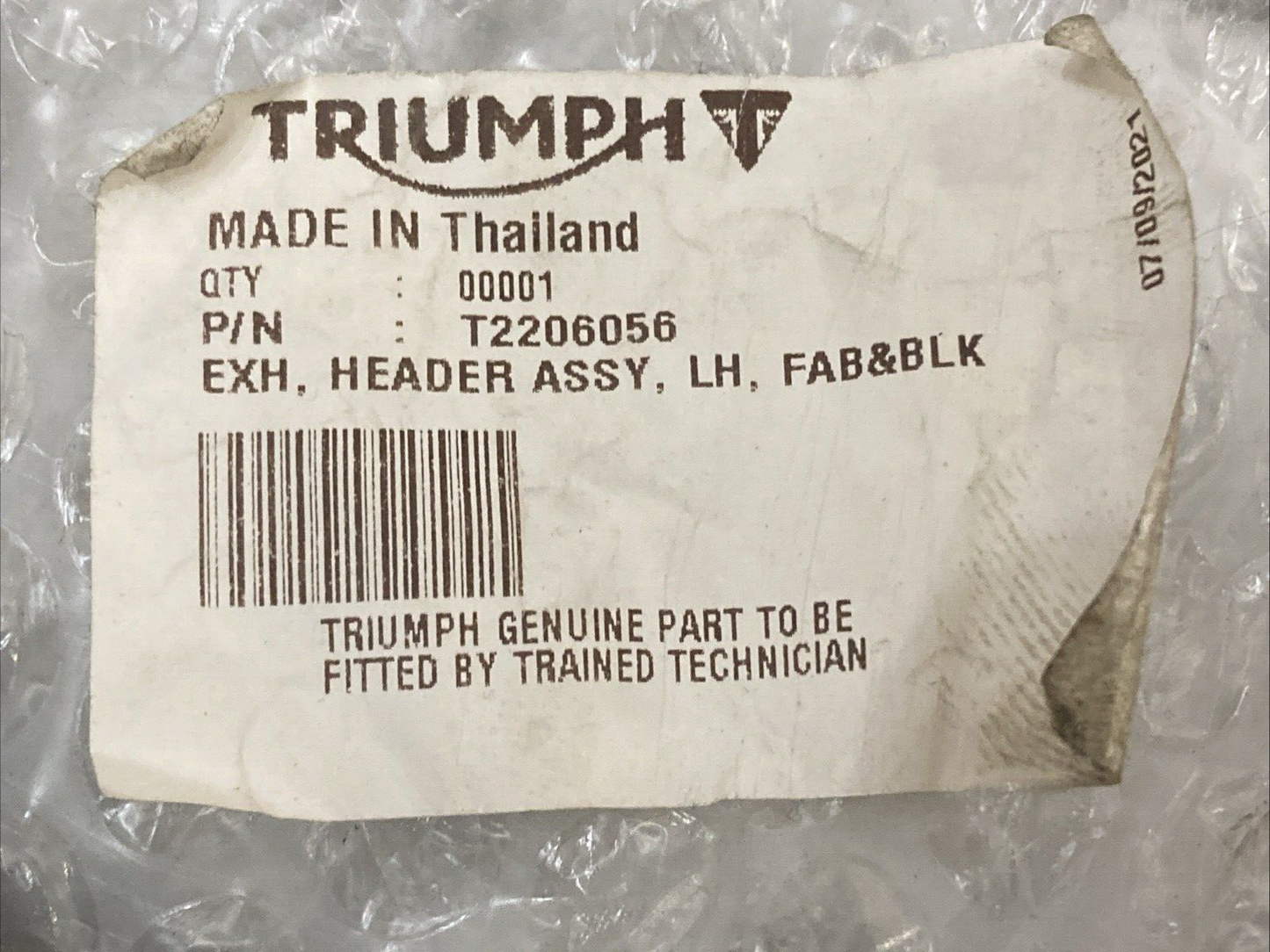 NEW GENUINE TRIUMPH T2206056 Exhaust Header Assy, LH, Black Bonneville 16-20