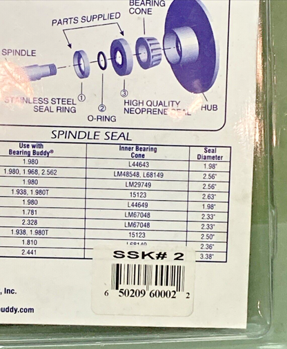 NEW SPINDLE SEAL KIT #2 REPLACES SEAL SYSTEM FOR TRAILER AXLES BY BEARING BUDDY