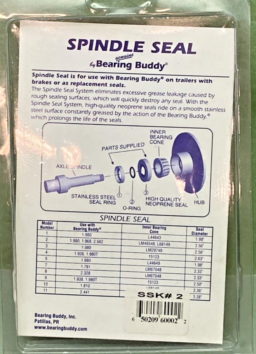 NEW SPINDLE SEAL KIT #2 REPLACES SEAL SYSTEM FOR TRAILER AXLES BY BEARING BUDDY