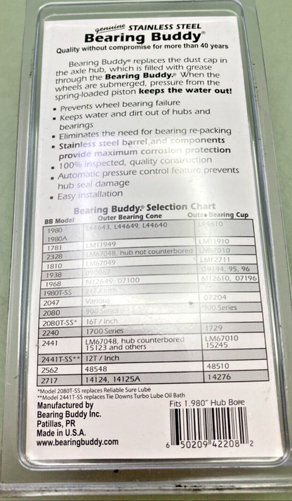 NEW BEARING BUDDY 1980ASS TRAILER WHEEL BEARING PROTECTOR