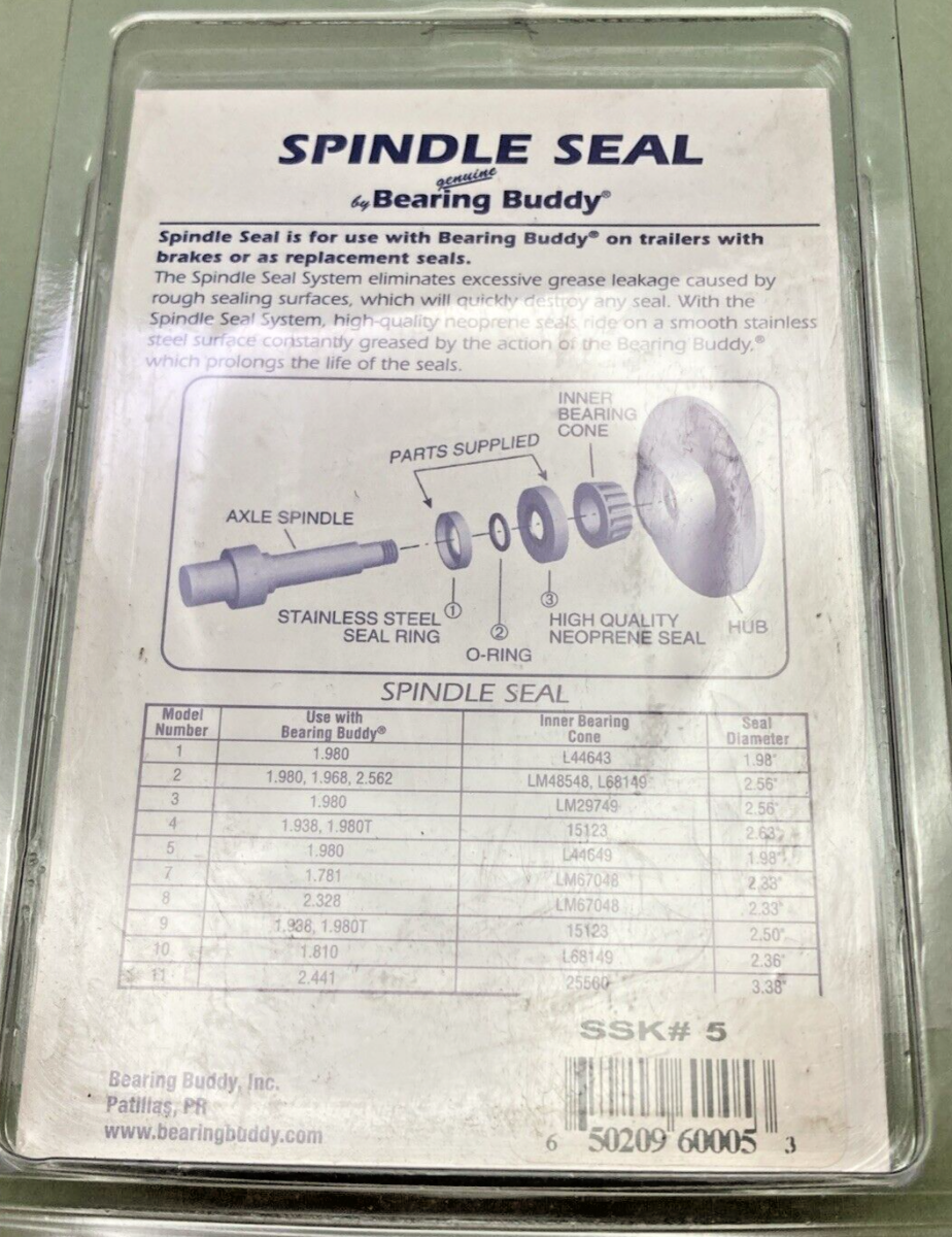 NEW SPINDLE SEAL KIT #5 REPLACEMENT SEAL SYSTEM FOR TRAILER AXLES
