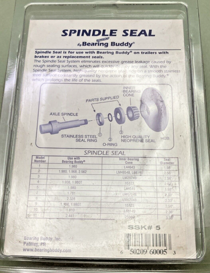 NEW SPINDLE SEAL KIT #5 REPLACEMENT SEAL SYSTEM FOR TRAILER AXLES