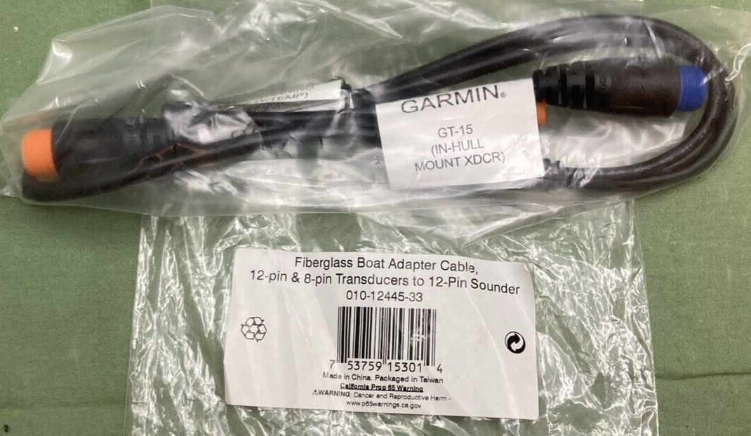 NEW GENUINE GARMIN 010-12445-33 CABLE FIBERGLASS BOAT ADAPTER TO 12-PIN SOUNDER