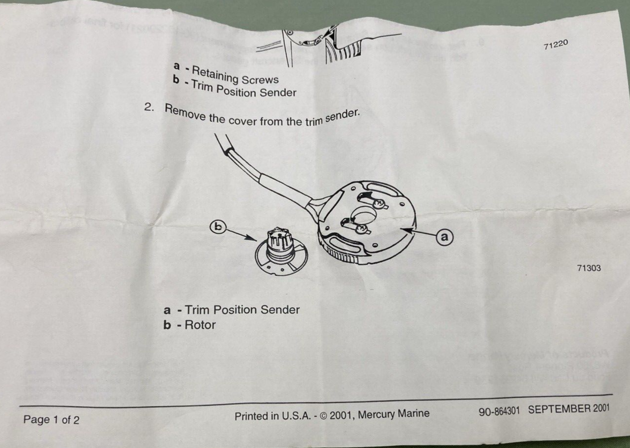 NEW GENUINE MERCURY 805134A6 ROTOR KIT, SMARTCRAFT DIGITAL TRIM KIT