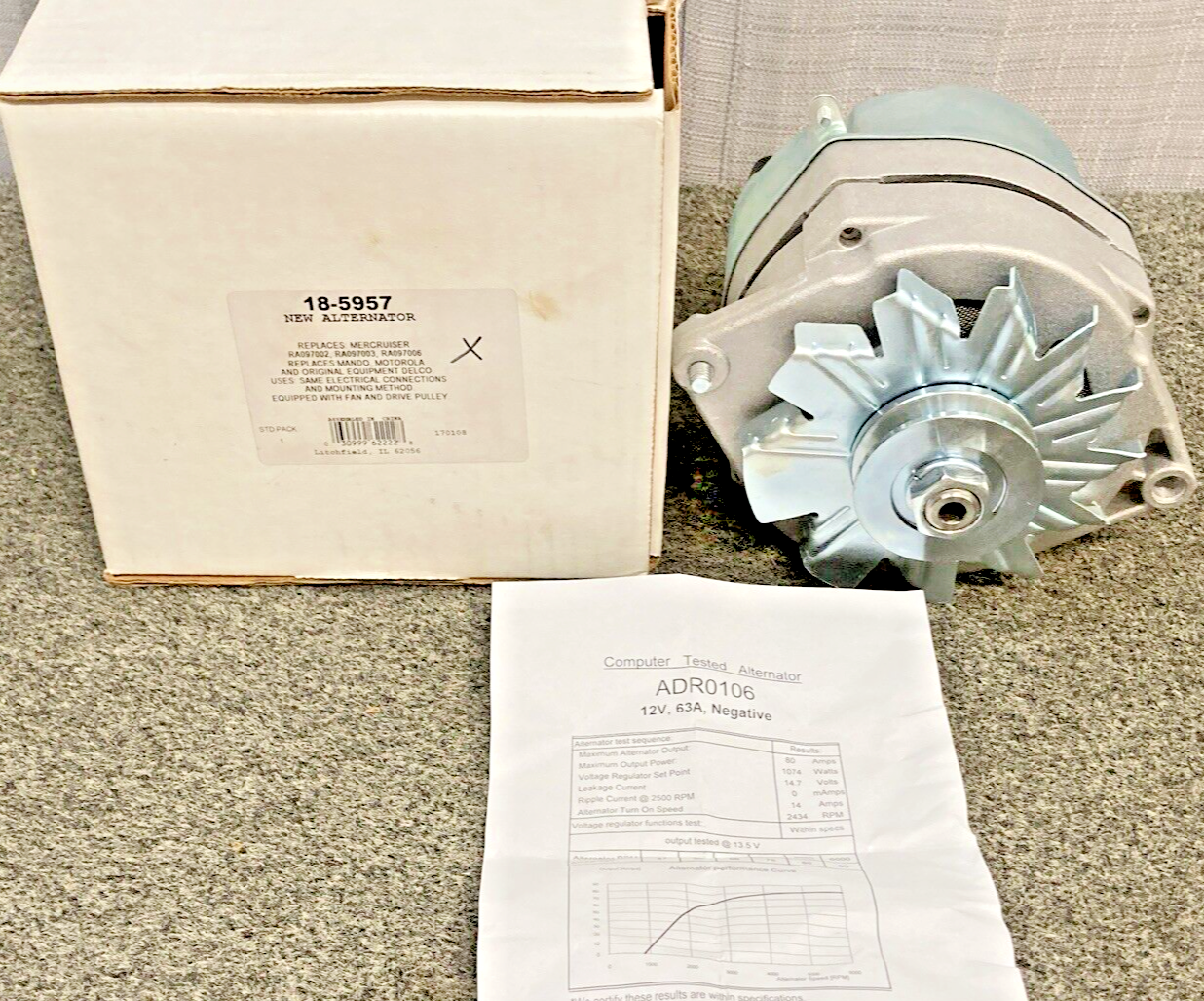 NEW GENUINE SIERRA MERCURY MARINE 18-5957 ALTERNATOR