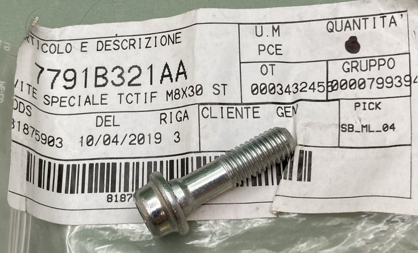 NEW GENUINE DUCATI 7791B321AA SCREW, SPECIAL