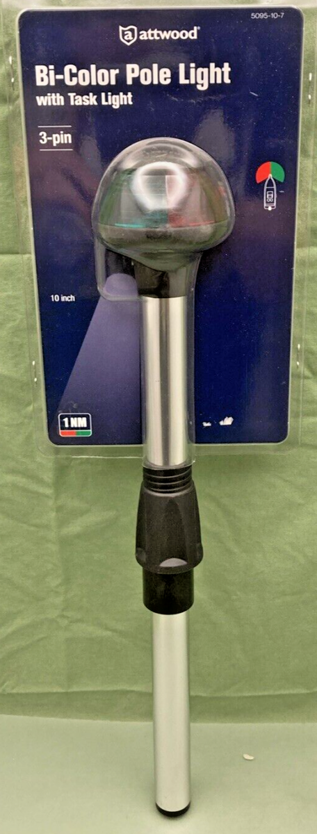 NEW ATTWOOD 5095-10-7 BI-COLOR STOWAWAY WITH TASK LIGHT - 10-INCH