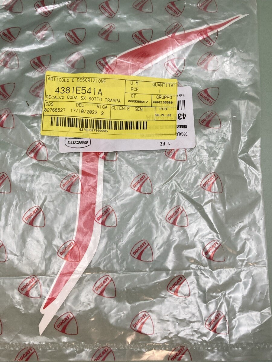 NEW GENUINE DUCATI 4381E541A TAIL DECAL DECALCO CODA DX SOTTO TRASPARENTE