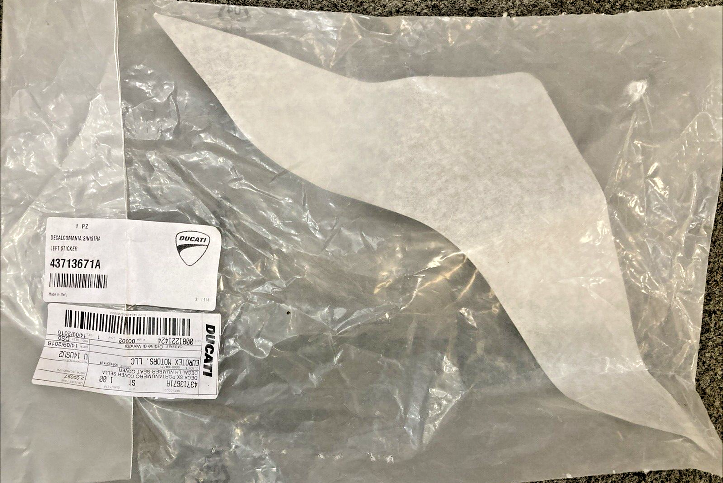 NEW GENUINE DUCATI 43713671A LEFT STICKER TITANIUM