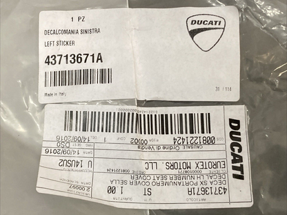 NEW GENUINE DUCATI 43713671A LEFT STICKER TITANIUM