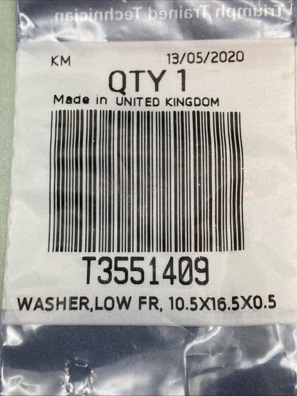 NEW GENUINE TRIUMPH T3551409 Washer, 10.5 X 16.5 X 0.5 Daytona 660cc