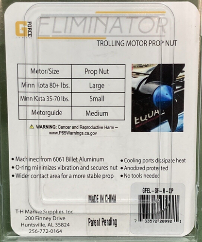 NEW T-H MARINE GFEL-GF-R-DP G-FORCE ELIMINATOR PROP NUT RED FOR MINN KOTA