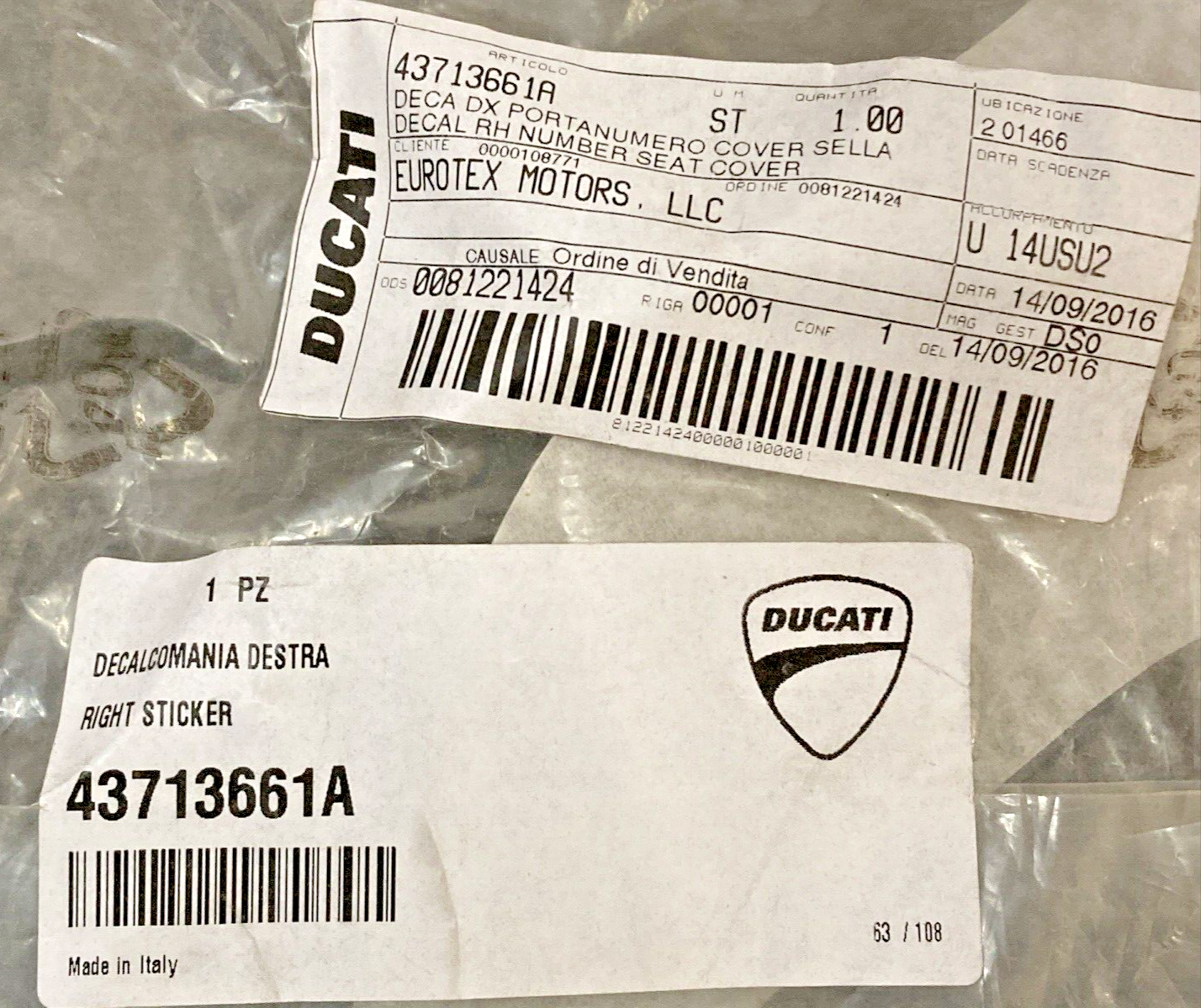 NEW GENUINE DUCATI 43713661A RIGHT STICKER TITANIUM