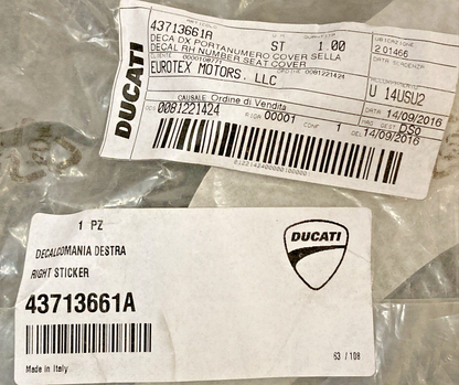 NEW GENUINE DUCATI 43713661A RIGHT STICKER TITANIUM