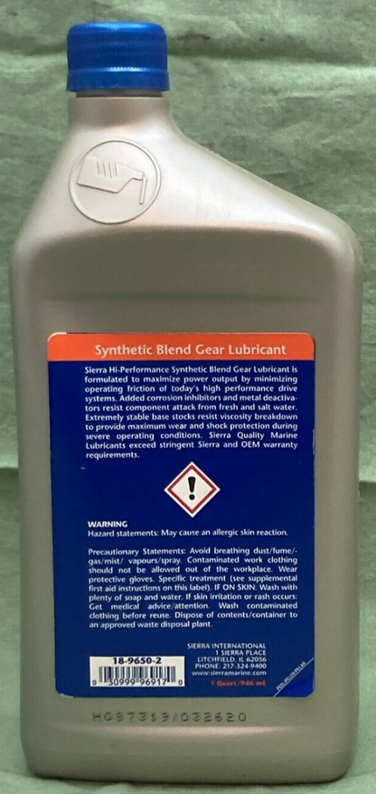 NEW GENUINE SIERRA 18-9650-2 MARINE GEAR LUBRICANT SYNTHETIC BLEND 1qt.
