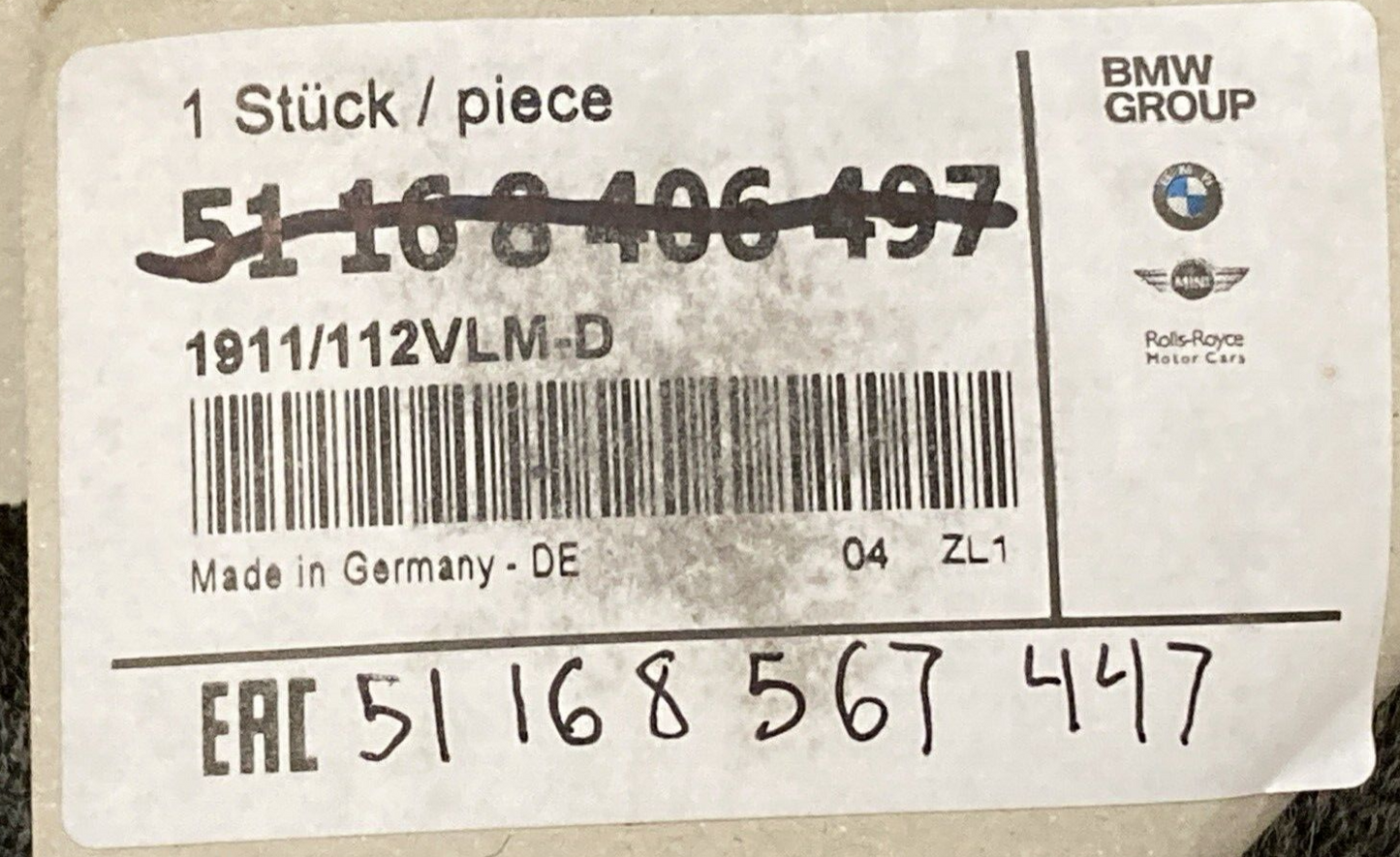 NEW GENUINE BMW 51168567447 Mirror Left 2012-2025 BMW-Motorrad