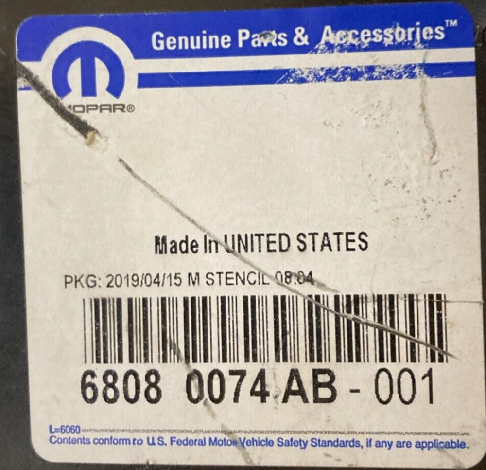 NEW GENUINE MOPAR 68080074AB Taillamp Mounting Panel,Right SUPERSEDES 68080074AA