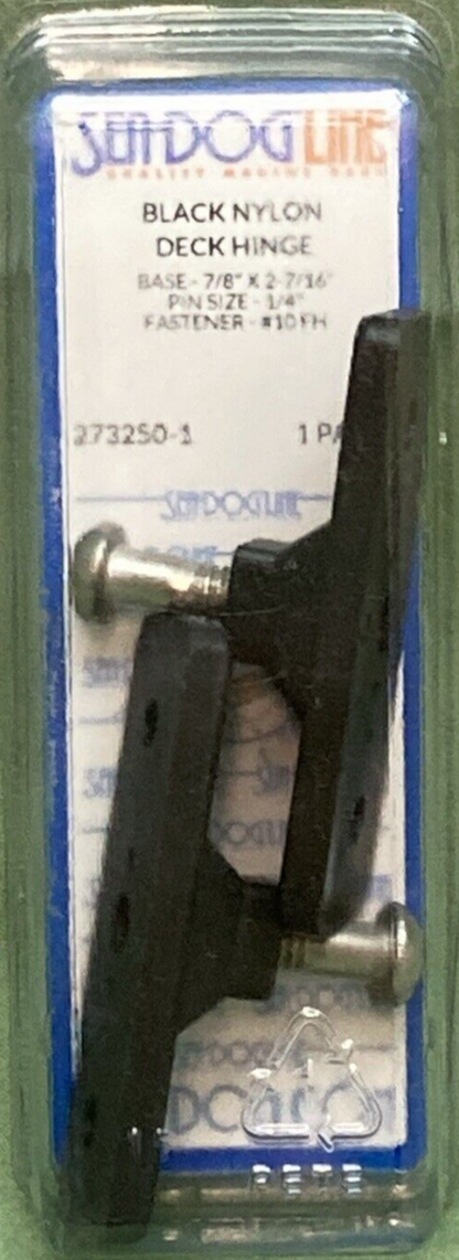 QTY 2 NEW GENUINE SEA DOG 273250-1 NYLON DECK HINGE BLACK 7/8" X 2-7/16"