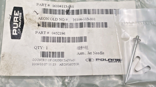 NEW GENUINE POLARIS 0452196 CARBURETOR NEEDLE SET