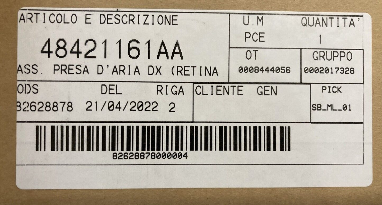 NEW GENUINE DUCATI 48421161AA RIGHT DUCT