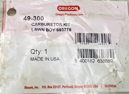 NEW REPLACES OREGON 49-300 CARBURETOR KIT LAWN-BOY 683778
