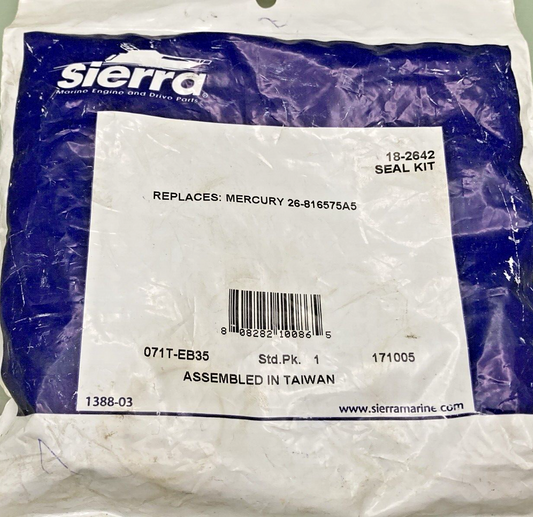 NEW REPLACES SIERRA 18-2642 LOWER UNIT SEAL KIT, MERCURY MARINE