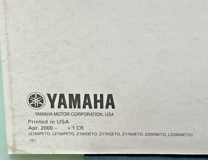 GENUINE YAMAHA LIT-18616-02-22 Z150Z, LZ150Z, VZ150Z SUPP. SERVICE MANUAL 2000