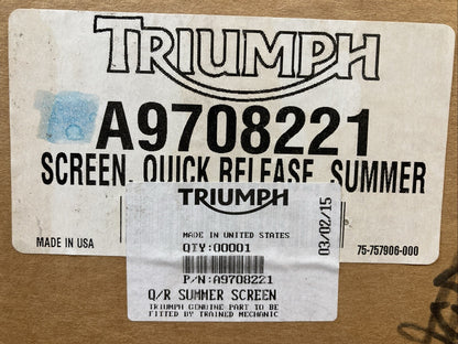 NEW GENUINE TRIUMPH A9708221 Q/r Summer Screen Bonneville