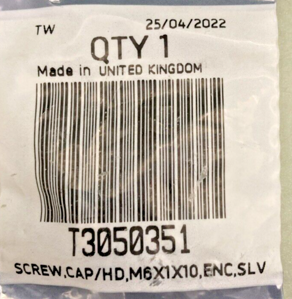 NEW GENUINE TRIUMPH T3050351 - Screw, Cap/hd, M6 X 10, Slv, Enc