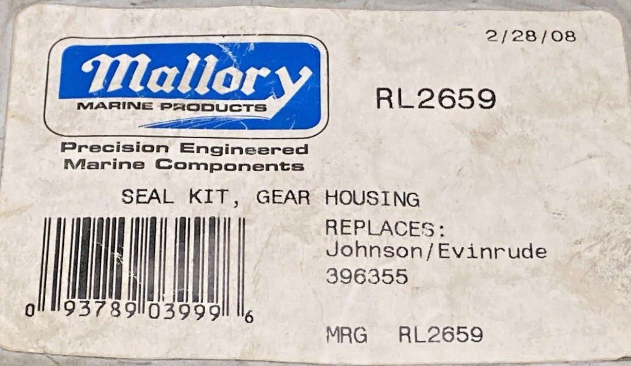 NEW REPLACES MALLORY RL2659 SMALL CASE LOWER GEARCASE SEAL KIT, JOHNSON EVINRUDE