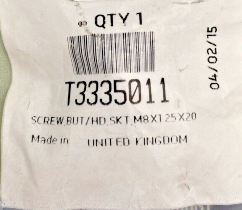 NEW GENUINE TRIUMPH T3335011 Screw, But/hd, Skt, M8X1.25X20