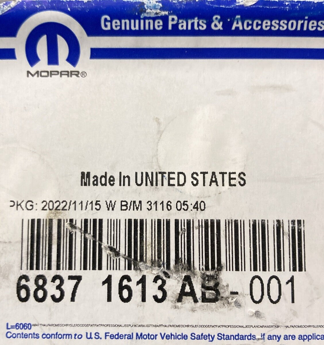 NEW GENUINE MOPAR 68371613AB Tailgate Hinge Reinforcement, Left