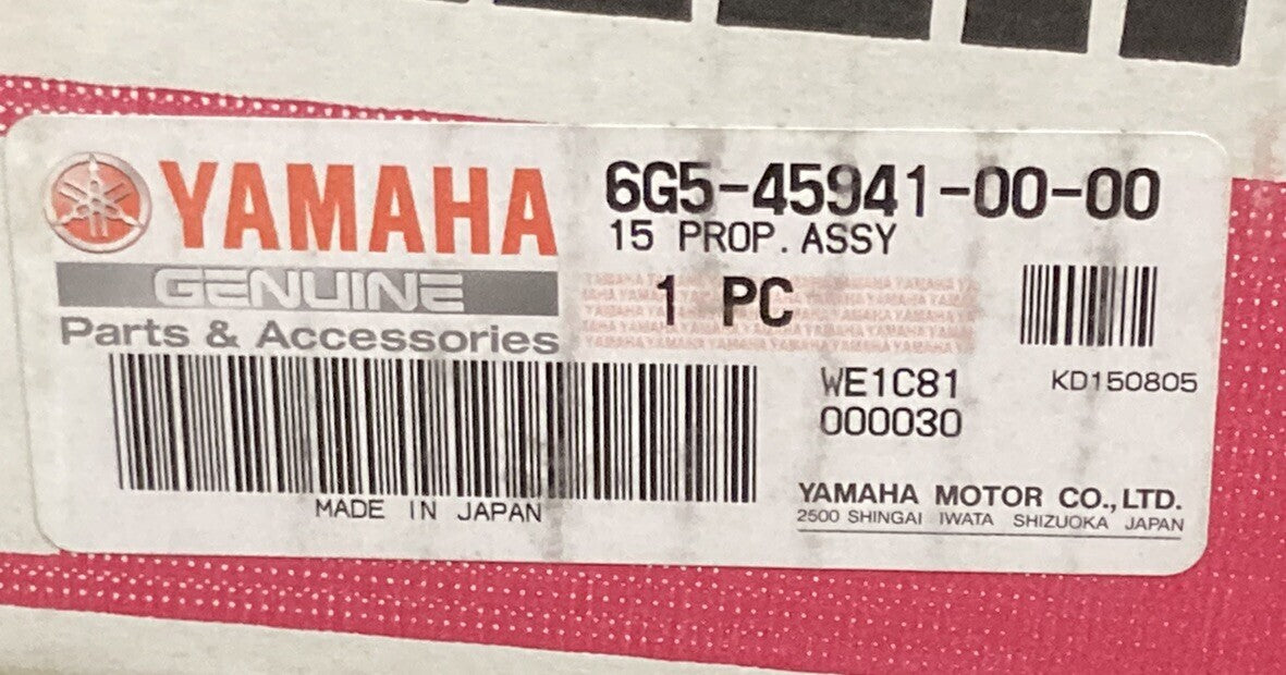 NEW GENUINE YAMAHA 6G5-45941-00 PROPELLER 3 BLADE RH 15.25"D 15" PITCH ALUMINUM