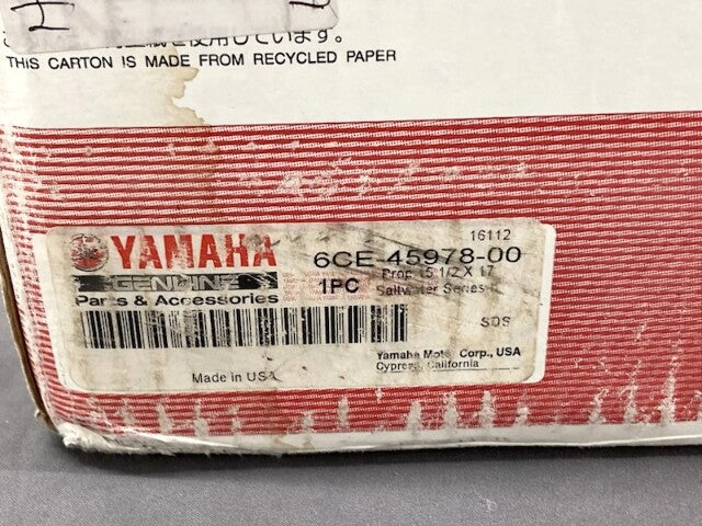 YAMAHA 6CE-45978-00 PROPELLER 3-BLADE RH 15.5"D 17" PITCH SS New Genuine