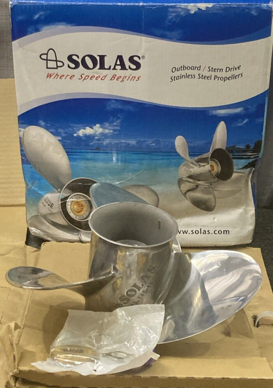 NEW GENUINE SOLAS 1531-145-15 PROPELLER NEW SATURN 3 BLADE 14.5"D 15" PITCH SS