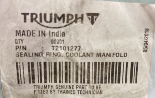 NEW GENUINE TRIUMPH T2101277 Sealing Ring, Coolant Manifold