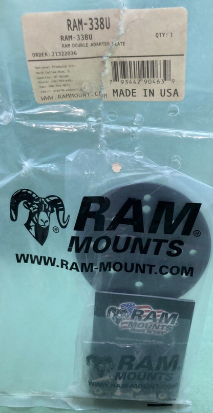 NEW GENUINE RAM MOUNTS RAM-338U ADAPTER PLATE W/ HARDWARE