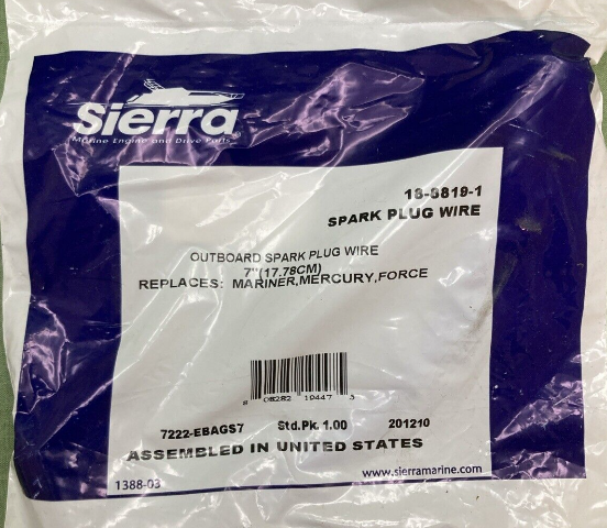 NEW GENUINE SIERRA 18-8819-1 SPARK PLUG WIRE OUTBOARD 7"