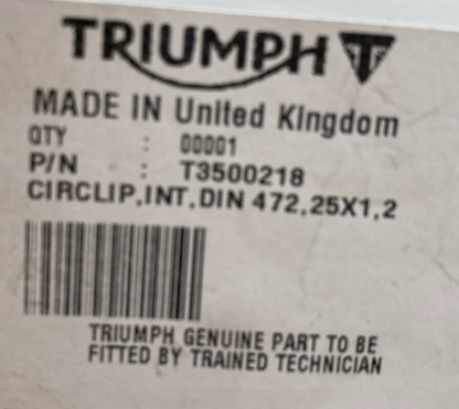 NEW GENUINE TRIUMPH T3500218 Circlip, Int, Din 472, 25 X 1.2