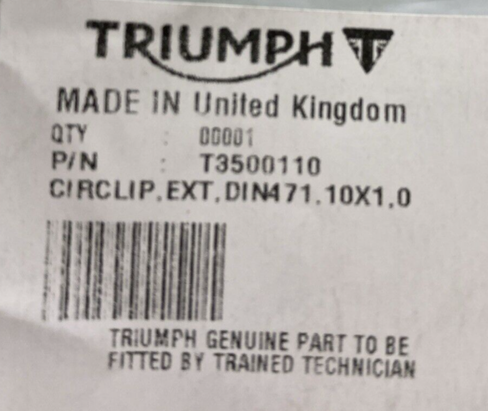 NEW GENUINE TRIUMPH T3500110 Ext, DIN471, 10 X 1.0