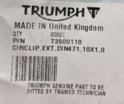 NEW GENUINE TRIUMPH T3500110 Ext, DIN471, 10 X 1.0